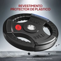 SPORTNOW Discos de Pesos com Orifício de Ø50 mm 2 Discos de 15 kg com Triplo Aperto para Halteres e Barras Ø34x5 cm Preto(m-6)