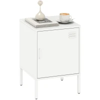 HOMCOM Nachtkastje van staal, bijzettafel voor veelzijdig gebruik, verstelbare plank, voor slaapkamer, woonkamer, Weiß(m-11)