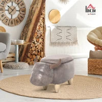 HOMCOM PU Leather Upholstered Cow Storage Stool Brown(m-2)