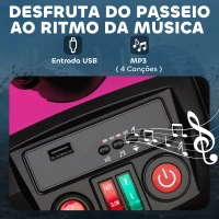 AIYAPLAY Quadricilo Elétrico para Crianças 24V com 2 Lugares 2 Motores Velocidade até 6,5 km/h Faróis Buzina Música e USB 109x68,5x76 cm Rosa(m-8)