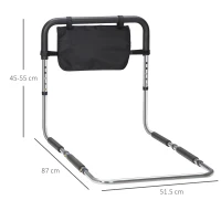 HOMCOM Bed Support Rail Secure Protection Handle Adjustable 5 Heights Pouch Storage 87Lx51.5lx45-55H cm(m-3)
