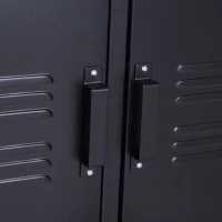 HOMCOM Industrial TV Cabinet Stand Media Center Steel Shelf Doors Storage System Black(m-8)