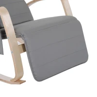 HOMCOM Rocking Chair W/Adjustable Footrest & Side Pocket-Grey(m-8)