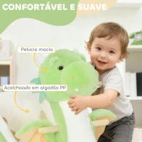 AIYAPLAY Baloiço para Bebés com Som de Dragão Base de Madeira Cinto de Segurança para Crianças de 18-36 Meses 65x38x72 cm Verde(m-5)