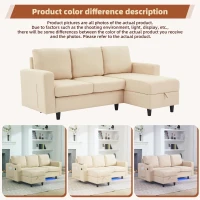 3-seater L-Shaped Sofa Bed with Reversible Chaise, USB and Type-C Charging, Convertible Sleeper for Living Room, 180L x 120W x 72H cm, Beige(m-7)