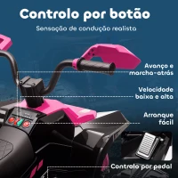 AIYAPLAY Quadricilo Elétrico para Crianças 24V com 2 Lugares 2 Motores Velocidade até 6,5 km/h Faróis Buzina Música e USB 109x68,5x76 cm Rosa(m-9)