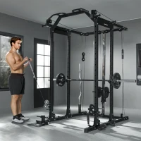 SPORTNOW Cable Crossover Machine, with Lat-Pull Down System(m-9)