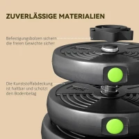 SPORTNOW 2-in-1 halterset, lange & korte halter, 30 kg, antislip, vloerbeschermend, Zwart/Groen(m-7)