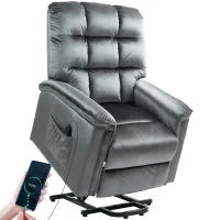 HOMCOM Velvet-Feel Electric Lift Recliner Chair - Dark Grey(m-10)