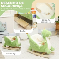 AIYAPLAY Baloiço para Bebés com Som de Dragão Base de Madeira Cinto de Segurança para Crianças de 18-36 Meses 65x38x72 cm Verde(m-6)