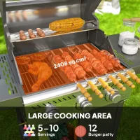 Outsunny 7.5kW Three-Burner Gas BBQ Grill, with See-Through Lid - Black(m-4)