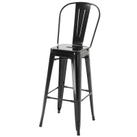 HOMCOM Metal Bar Stool Set of 4 w/Removable Backrest Black(m-1)
