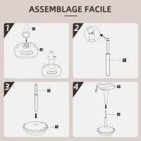 HOMCOM Tabouret dynamique, tabouret assis-debout ergonomique, hauteur réglable, rotatif à 360°, 34 x 34 x 68,5-83,5 cm, marron(m-8)