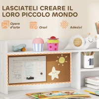AIYAPLAY Scrivania per Bambini con Scaffali, Armadietto, Cassetto e Sedia per Bambini Abbinata in MDF Bianco(m-7)