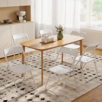 HOMCOM Set mit 6 tragbaren Klappstühlen aus Kunststoff und Stahl, gewölbte Rückenlehne, konkave Sitzfläche, 48,5 x 47 x 75 cm, weiß(m-6)