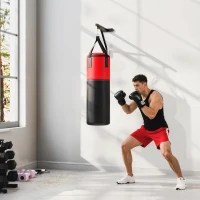 SPORTNOW Unfilled Punching Bag Set with Boxing Bag Bracket, Boxing Gloves, Hand Wraps and 360° Swivel Hook(m-2)