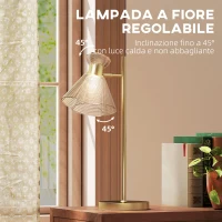 HOMCOM Lampada da Tavolo Moderna con Paralume in Vetro Regolabile Ambrato e Satinato, Attacco E27, Oro(m-4)