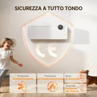 HOMCOM Stufa Ceramica Elettrica 2000W da Parete con 3 Modalità, Temperatura Regolabile, Timer e Telecomando, Bianco(m-9)