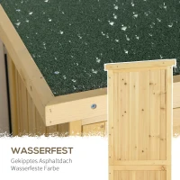 Outsunny gereedschapsschuur gereedschapsschuur met asfalt daklamellen deur gereedschapskast schuur tuin 4 vakken naturel 87 x 46.5 x 160 cm(m-4)