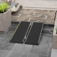 HOMCOM Rolstoelhelling, opvouwbaar, antislip oppervlak, veelzijdig inzetbaar, draagbaar, aluminium, zwart(m-7)
