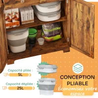 PawHut Conteneur à croquettes pour chien pliable 25L rangement hermétique couvercles hermétiques roulettes 44 x 32 x 37 cm gris(m-5)