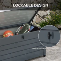 Outsunny 311L Galvanised Steel Garden Storage Box, with Lock - Dark Grey(m-7)