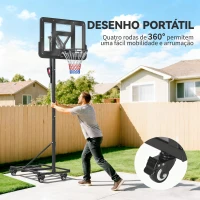 SPORTNOW tabela de Basquetebol para Exterior com Altura Ajustável 235-305 cm Saco de Peso e Rodas Preto(m-7)
