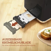 HOMCOM Wasserkocher und Toaster-Set mit LED-Touchscreen, 1,7 L, 2 Toasterschlitze, verschiedene Modi und Funktionen, Schwarz(m-8)