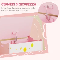 AIYAPLAY Baule Portagiochi per Bambini con Cerniere di Sicurezza in Legno con Disegni di Animali, 60x37x39 cm, Rosa(m-5)