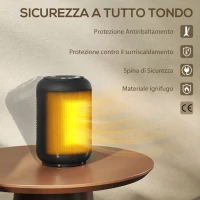 HOMCOM Riscaldatore Elettrico e Regolabile a 3 Modalità con Timer 24h, in PP e PA Ignifugo, 14x14x21.5 cm, Nero(m-8)