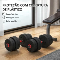 HOMCOM Conjunto de Halteres de 30 kg 2 em 1 com Barras de Conexão e Barra de Extensão Treinamento de Força e Levantamento de Pesos Preto(m-7)