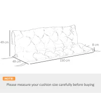 Outsunny Capitonné-Style Garden Cushion with 6 Ties, Cotton and Polyester, 150x98x8 cm, Dark Blue(m-3)