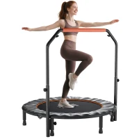 HOMCOM 48" Foldable Mini Fitness Trampoline, with Adjustable Foam Handle, Orange(m-10)