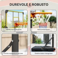 SPORTNOW Canestro Basket per Adulti, Altezza Regolabile 2.1-2.4 m, Ruote e Base Riempibile, Giallo(m-7)