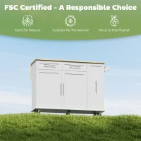 HOMCOM Isla de cocina móvil, superficie extensible, puertas de armario, cajones, toallero, carro de cocina de MDF, Blanco(m-5)