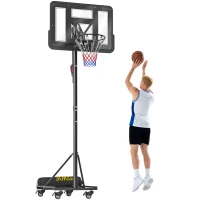 SPORTNOW tabela de Basquetebol para Exterior com Altura Ajustável 235-305 cm Saco de Peso e Rodas Preto(m-10)