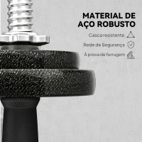 SPORTNOW Conjunto de Halteres Ajustáveis 2 em 1 20 kg Conjunto de Pesos com Barras Retas de Ligação e Pegas Antiderrapantes Preto(m-6)