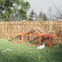 Pawhut Enclos extérieur pour petits animaux Toit ouvrable Bois de pin Orange(m-10)