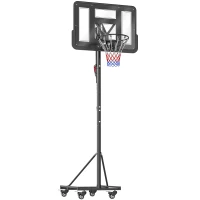 SPORTNOW Canasta de Baloncesto para Exterior Ajustable de 235-305 cm con Tablero Irrompible 110 cm Saco de peso y Ruedas Negro(m-1)