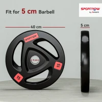SPORTNOW Set di 2 Dischi Pesi da 15kg in Acciaio con Rivestimento in Gomma per Bilanciere(m-3)