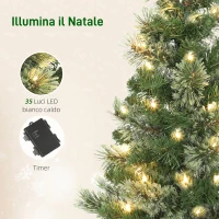 HOMCOM Albero di Natale Piccolo Alto 60 cm con 35 Luci LED Bianche, 68 Rami Folti e Ignifughi, Verde(m-5)