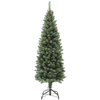 HOMCOM Albero di Natale Innevato Alto 150 cm con 395 Rami, Pigne e Base in Acciaio