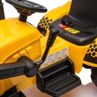 AIYAPLAY Escavatore per Bambini Elettrico 12V con Benna, Rimorchio e Telecomando, Età 3-8 Anni, Giallo(m-8)