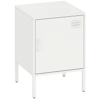 HOMCOM Nachttisch aus Stahl, Beistelltisch für verschiedene Zwecke, verstellbares Regal, für Schlafzimmer, Wohnzimmer, Weiß(m-1)