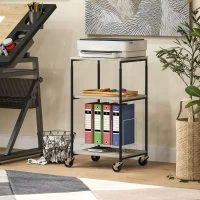 HOMCOM Support d'imprimante à 3 niveaux meuble pour imprimante sur roulettes hauteur réglable cadre en acier effet bois gris(m-10)