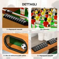 HOMCOM Calcio Balilla Professionale per Adulti e Famiglia, Tavolo Calciobalilla per Adulti, Tavolo da Biliardo Billiardino con 2 Palline, Segnapunti e 22 Giocatori, 122x61x80.7cm(m-7)