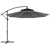 Outsunny Ombrellone a Braccio 2.7x2.7 m con Tettuccio Regolabile a 2 Livelli e Base a Croce, Grigio(m-11)