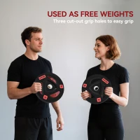 SPORTNOW Two 15kg Olympic Weight Plates, Tri-Grip Rubber-Coated Barbell Weights, with 5cm Holes, for Home, Gym, Office(m-4)