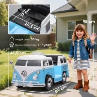 AIYAPLAY Auto elettrica per bambini, 12V, doppio motore, con clacson e MP3, partenza dolce, 89x49x41,5 cm, Blu(m-3)