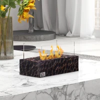 HOMCOM Camino a Bioetanolo da Tavolo con Bruciatore da 1.15L e Pannello in Vetro, 33x16x18cm, Nero(m-7)